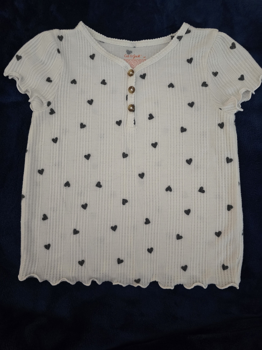 Cat & Jack White Knit Tee with Black Heart Print - Kids